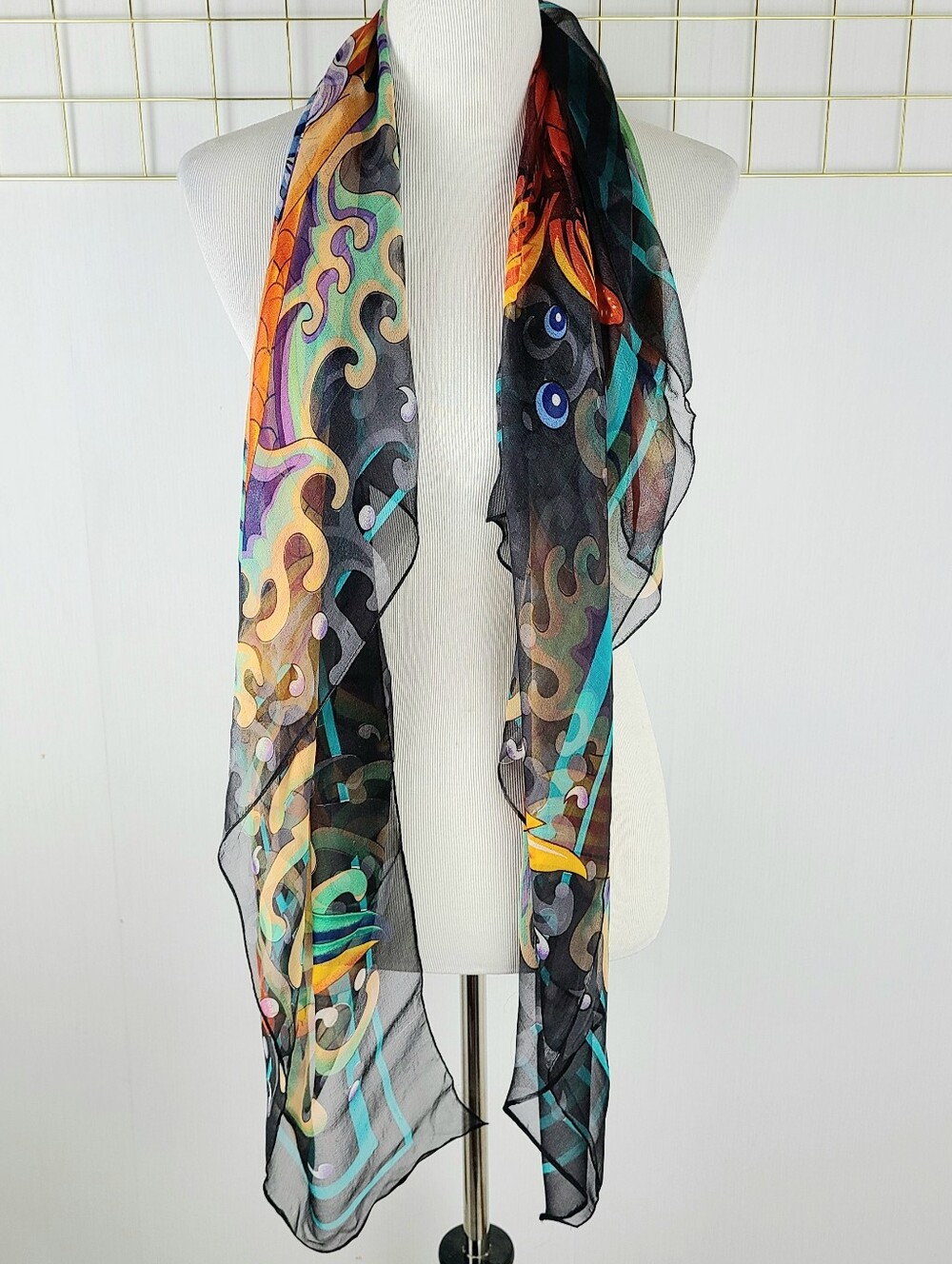 Ed Hardy Christian Audigier Extra Large Mermaid Under The Sea Y2K Vintage Scarf